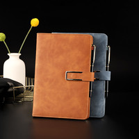 Cuaderno Promocional de Alta Calidad al por Mayor, con Hebilla Metálica A5, Encuadernado con Pegamento Inalámbrico, Caja de Regalo de Cuero con Estampado en Relieve