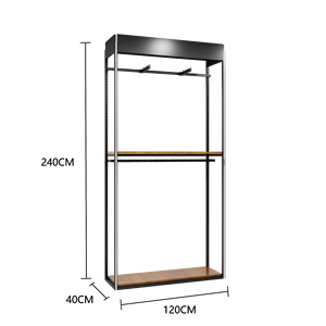 Présentoir classique de magasin de vêtements pour hommes de qualité Conception de logo personnalisé Étagères à suspendre en métal noir - Product Image 5