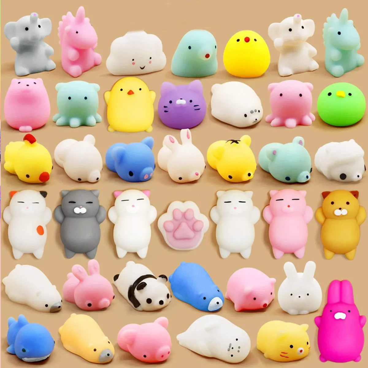 Venta caliente animales alivio del estrés Mochi Squishy Pack elástico Anti Squeeze silicona Anti estrés juguetes para niños