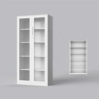 Armoire de classement en acier entièrement vitrée verrouillable avec étagères réglables, design moderne pour bureau à domicile et usage commercial, sécurité par serrure à clé