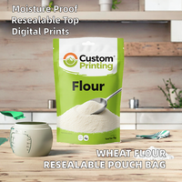 Sachets Doypack pour sucre, impression numérique personnalisable, MOQ 100 pièces, refermables, qualité alimentaire, résistants à l'humidité