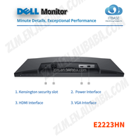 Layar VA Panel Full HD 1080P Anti-Blue Light New Del E2223HN 21,5 inci untuk Bisnis, Dapat Dipasang di Dinding, VGA+ 1920x1080, Garansi 3 Tahun, 99%