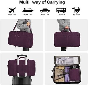 Convertible Lightweight Foldable Weekender Overnight <strong>Luggage</strong> <strong>Holdall</strong> Carry on Travel Sports Shoe Compartment Gym Duffel Tote Bag - Product Image 4