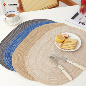 Modern Braided Oval Woven Eco-Friendly 3mm Thick Non-Slip Heat-Resistant Placemats Fabric <b>Coasters</b> for Kitchen Decor - Product Image 1