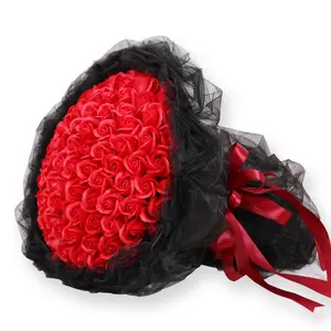 Rosa fiori di sapone bouquet 99pcs con scatola a buon mercato fatti a mano commercio all'ingrosso del regalo per san valentino