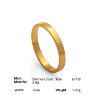Nokia april april — bague en acier inoxydable pour femmes, anneau minimaliste plaqué or, rond et brillant, en stock, 316L
