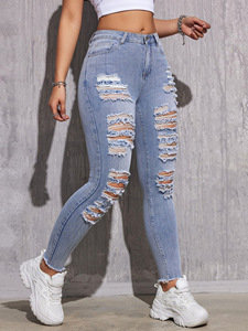 <span class=keywords><strong>Pantalon</strong></span> en denim amincissant respirant taille haute pour femmes européennes et américaines 2025 été nouveauté pour <span class=keywords><strong>Amazon</strong></span> jambe droite vente à chaud - Product Image 4