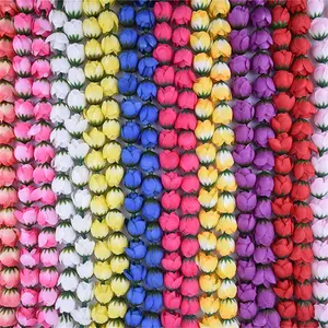 Wholesale Factory Supplier 150CM Artificial Silk Small Rosebud Lei Hawaii Party Necklace Floral Hula Dancer Accessories KN-hl004