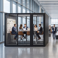 Cabine de bureau insonorisée moderne Vestael pour 8 personnes, poste de travail mobile avec éclairage LED, ventilateurs et ports USB