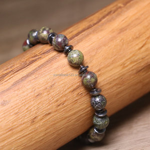 Pulsera de cuentas de hematita natural de sangre de dragón, hecha a mano, elástica, estilo minimalista para hombre, venta al por mayor - Product Image 6