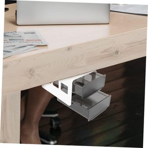 Under Desk Storage <b>Plastic</b> Double Layer Transparent Self-Adhesive Table Drawer Organizer With <b>Sliding</b> - Product Image 6