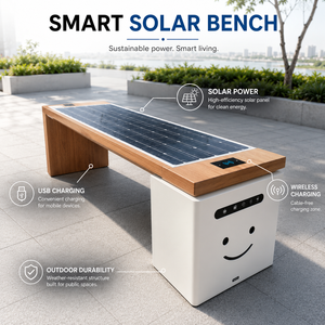 <span class=keywords><strong>Banc</strong></span> solaire intelligent extérieur municipal <span class=keywords><strong>avec</strong></span> motif souriant, alimenté par l'énergie solaire, pour les espaces publics, les parcs et les zones résidentielles - Product Image 1