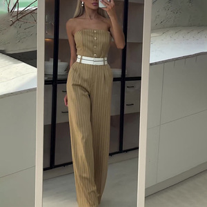 Vente en gros d'été 2025 Street Fashion <span class=keywords><strong>Combinaison</strong></span> décontractée <span class=keywords><strong>kaki</strong></span> pour femmes - Product Image 2