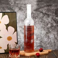 Bouteille d'alcool en verre personnalisée de 750 ml Bouteille de vodka ronde avec logo imprimé givré 75cl 750 ml 1 l Bouteilles en verre de vodka d'alcool de spiritueux