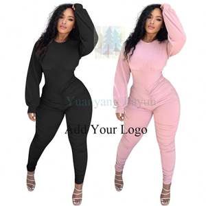 Tenues à manches longues pour femmes 2 pièces à manches longues haut court taille haute Ruchets Lat ensemble - Product Image 5