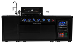 Cuisine extérieure, îlot de barbecue avec <span class=keywords><strong>four</strong></span> à pizza, évier, réfrigérateur, portes - Modulaire, acier inoxydable 304, armoires modernes - Product Image 4