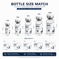 Étiquettes personnalisées pour peptides, autocollantes, en PET BOPP, pour flacons, en rouleau ou en feuille, impression pour petits flacons, emballage cosmétique et de laboratoire