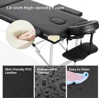 Table de massage portable 3 plis de 23.6 "de large, lit de massage en aluminium réglable en hauteur avec appui-tête, accoudoirs et sac de transport,