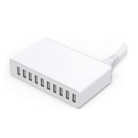 Chargeur de bureau USB 10 ports 5V/12A 60W, bloc de charge intelligent pour téléphones/tablettes, certifié CE/FCC/UKCA, chargeur USB portable