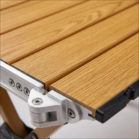 Table de pique-nique pliante portable en alliage d'aluminium imitation bois avec sac de transport