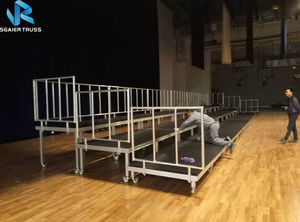 Tarima portátil de aluminio de alta calidad para coros, gradas de 4 pilares, podio de escenario - Product Image 3