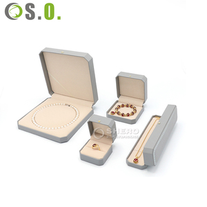 Boîtes cadeaux en papier pour colliers et pendentifs de luxe personnalisés, boîtes d'emballage pour bijoux en papier simili cuir gris de haute qualité - Product Image 3