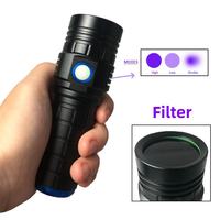 Lampe torche UV 15W en alliage d'aluminium, étanche, rechargeable par USB, lumière noire 395nm 365nm pour la détection de devises et d'urine d'animaux