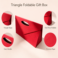 Boîte cadeau pliable triangulaire, emballage plat en une seule pièce avec poignée, logo personnalisé, écologique pour les vêtements, directement de l'usine