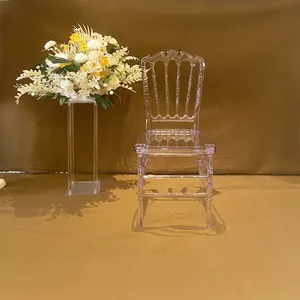 Sedia da sposa Tiffany Chiavari in resina acrilica impilabile in cristallo trasparente per eventi