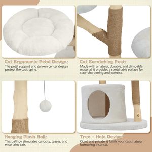 Árbol para Gatos Ecológico de Lujo, Estilo Simple, con Tronco Integrado para el Descanso y Plataforma de Salto con Juguete - Product Image 3