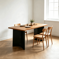 Table à manger rectangulaire en bois massif de frêne de style moderne du milieu du siècle, ensemble table et chaises, meubles de salle à manger