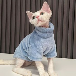 Otoño Invierno venta al por mayor ropa para mascotas cuello alto acolchado terciopelo cubo gatos sin pelo perros seis colores opcional patrón de animales de nailon - Product Image 3