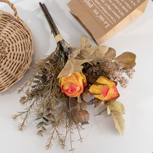 Rose artificielle Jiajin, fleur séchée brûlée, décoration d'intérieur, bouquet de mariage CF01278 - Product Image 3