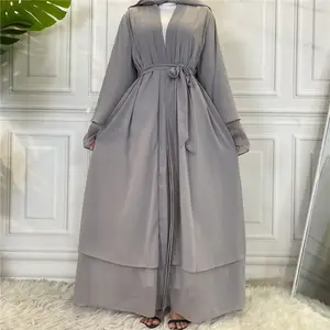 Hot bán New abaya phụ nữ hồi giáo ăn mặc màu sắc đồng bằng Dubai voan abaya của phụ nữ Ăn mặc