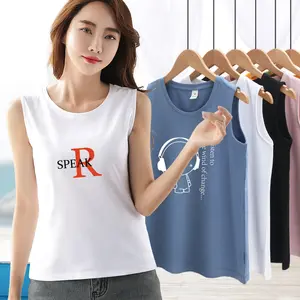 Factory Wholesale Women's 100% Cotton Blank Tank Top Vest Print Custom Logo