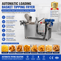 Friteuse électrique à convoyeur 300-500 kg/h pour poulet, frites, tofu et gaufrettes, avec bascule automatique du panier