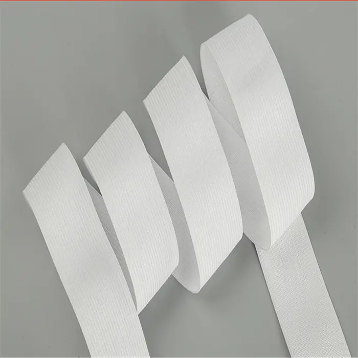 4cm white Fashion Soft Polyester Woven Elastic Band for Clothes