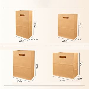 Wholesale Custom Eco-Friendly <b>Biodegradable</b> Brown Kraft Paper Bags Die-Cut Fast Food Takeout Delivery <b>Packaging</b> for Restaurants - Product Image 5