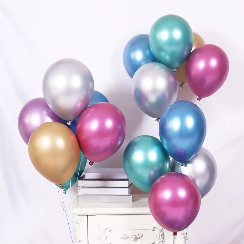 Chrome metallic latex balloons metal globos 12 inch qualatex latex ballons birthday party decoration ballon