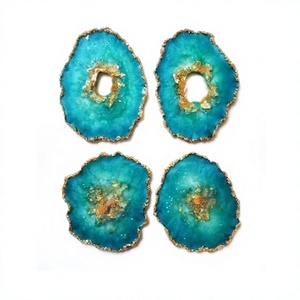 Set Of 4 Resin Work <b>Coasters</b> Handmade Customized Sizes And Shapes Cup Mug <b>Coaster</b> Set At Affordable Pricing - Product Image 1