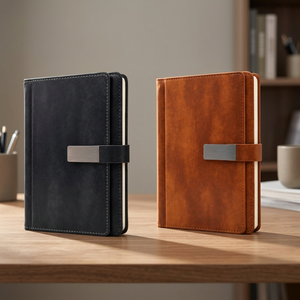 Carnet de notes en cuir PU avec fermeture à sangle pour le bureau, les réunions d'affaires, l'écriture de notes et coffret cadeau personnalisé - Product Image 3