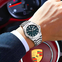 Montre à quartz pour homme Poedagar 696, cadran bleu quadrillé, fonction double jour/date, montre-bracelet décontractée pour affaires