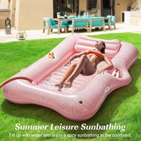 Usine grand adulte PVC gonflable piscine chaise longue rose plage soleil bronzage radeau flottant avec porte-boisson pour bronzer piscine lac