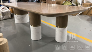 High Quality Italian Style Wood Dining <b>Table</b> <b>Marble</b> Base Dining <b>Table</b> <b>Set</b> 6 Seater Dining <b>Tables</b> - Product Image 5