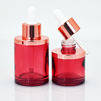 Conteneur de bouteilles cosmétiques de luxe collier en or compte-gouttes de sérum en verre rond cylindrique 30mL 50mL pour les produits cosmétiques de soin
