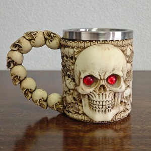 Chope à bière en acier inoxydable, motif crâne et squelette, style Chope du Diable, tasse à café gothique, pour fête d'Halloween - Product Image 5
