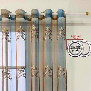 Panel de cortina transparente con ojal Floral bordado de estilo europeo de lujo para sala de estar y dormitorio, cortinas de tul para puerta de vidrio - Product Image 6