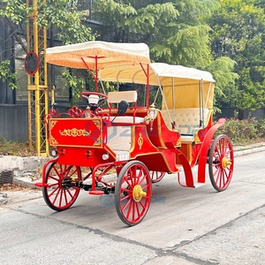 Red Sightseeing Carriage Tourist Electric European Horse Carts Wagon Carriage Pumpkin Wedding Electric Horse Carriage - Product Image 1