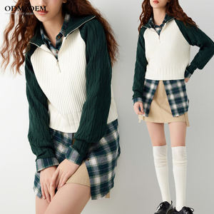 เสื้อสเวตเตอร์ไหมพรมแฟชั่นฤดูหนาว คอปกพับได้ แขนยาว ทรงโอเวอร์ไซส์ สไตล์ลำลองสำหรับผู้หญิง แขนเสื้อแบบแร็กแลน - Product Image 3