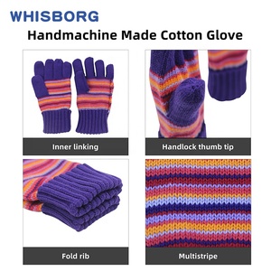 Gants chauds tricotés en coton pour enfants, mignons, à rayures pour bébés, OEM, bleu - Product Image 6